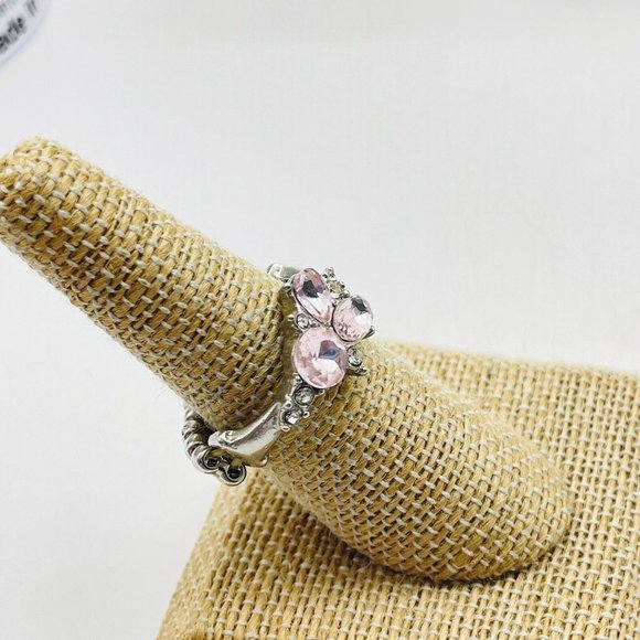 Pink Beaded Bracelet and Matching Ring Set Silver Tone Classic Career Cosplay - Picture 8 of 8